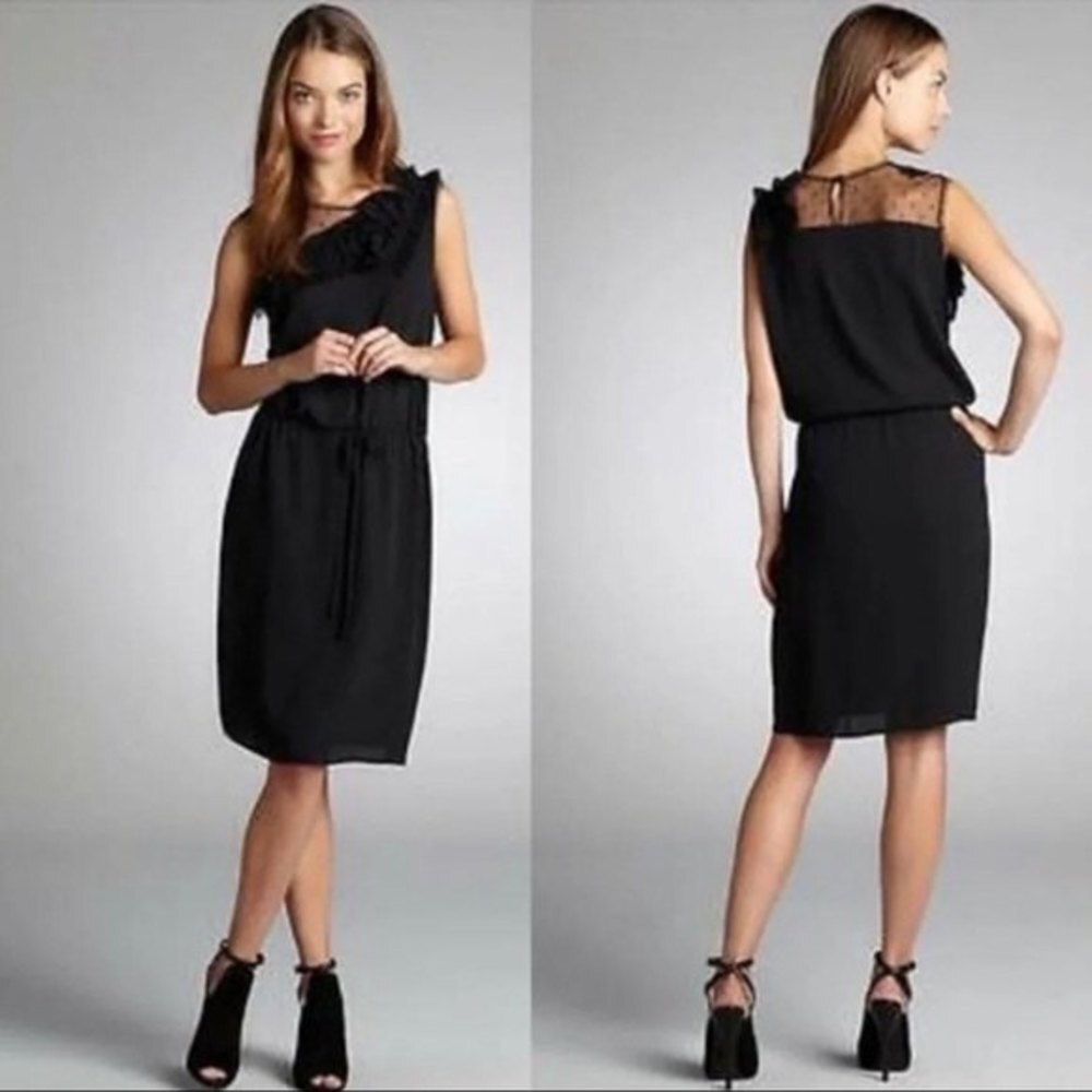 BCBGMaxazria Angeline Black Crepe Cocktail  Sheath Dress Medium
